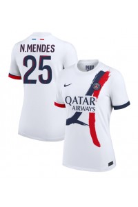 Paris Saint-Germain Nuno Mendes #25 Fotballdrakt Borte Klær Dame 2024-25 Korte ermer